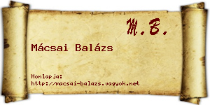 Mácsai Balázs névjegykártya