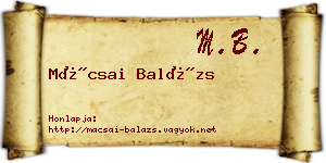 Mácsai Balázs névjegykártya
