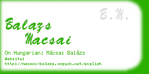 balazs macsai business card